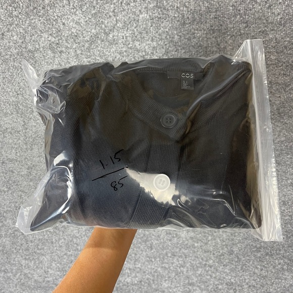 COS Womens Black Pleated Hem Button Front Cardigan Sweater Dress Size Small - Picture 9 of 9